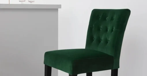 Taburete de bar Flynn – Terciopelo verde pino y negro