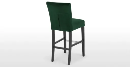 Taburete de bar Flynn – Terciopelo verde pino y negro