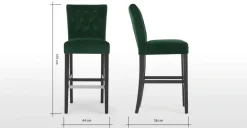 Taburete de bar Flynn – Terciopelo verde pino y negro