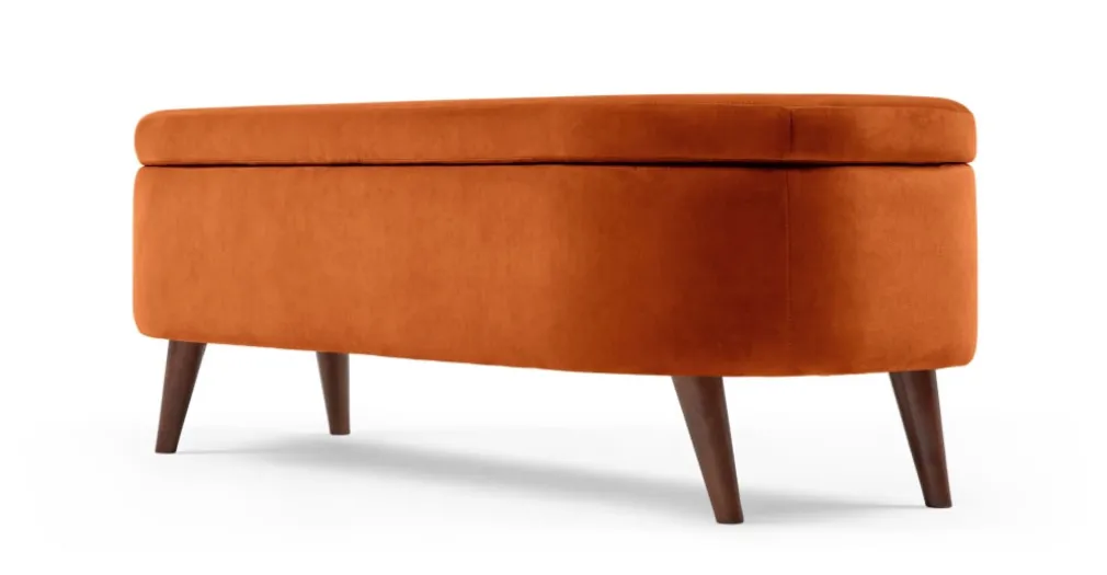 Banco otomana Lulu – Terciopelo naranja pimentón