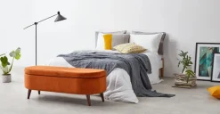 Banco otomana Lulu – Terciopelo naranja pimentón