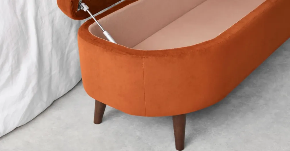 Banco otomana Lulu – Terciopelo naranja pimentón