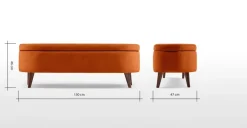 Banco otomana Lulu – Terciopelo naranja pimentón