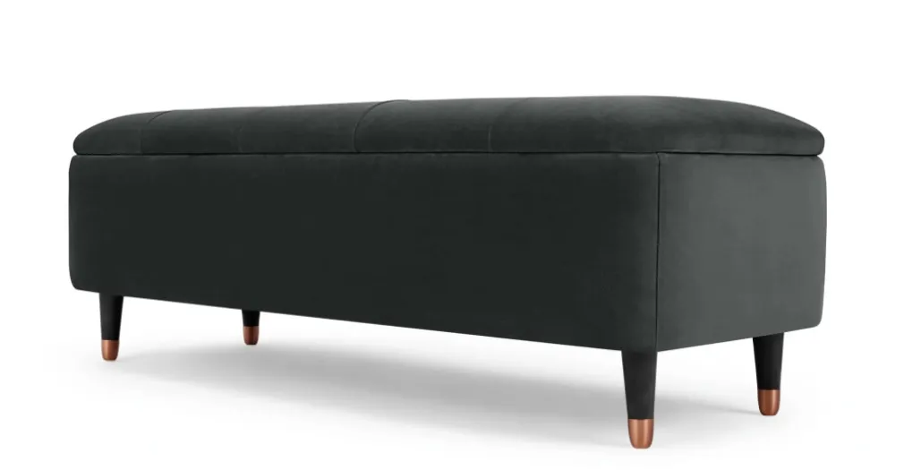 Banco otomana Margot – Terciopelo gris medianoche