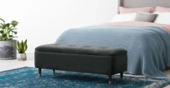 Banco otomana Margot – Terciopelo gris medianoche