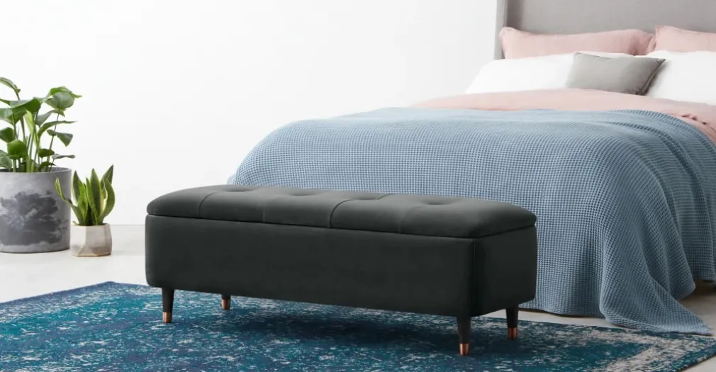 Banco otomana Margot – Terciopelo gris medianoche