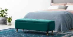 Banco otomana Margot – Terciopelo azul espuma de mar