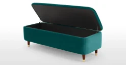 Banco otomana Margot – Terciopelo azul espuma de mar