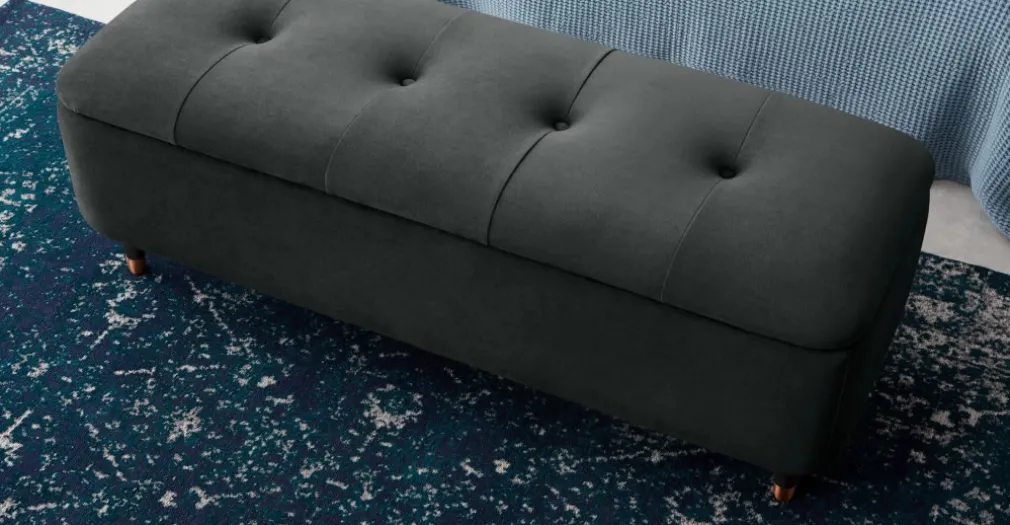 Banco otomana Margot – Terciopelo gris medianoche