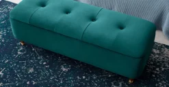 Banco otomana Margot – Terciopelo azul espuma de mar