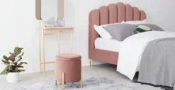 Banco otomana redondo Asare – Terciopelo rosa