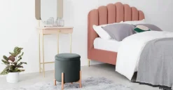 Banco otomana redondo Asare – Terciopelo gris medianoche