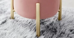 Banco otomana redondo Asare – Terciopelo rosa