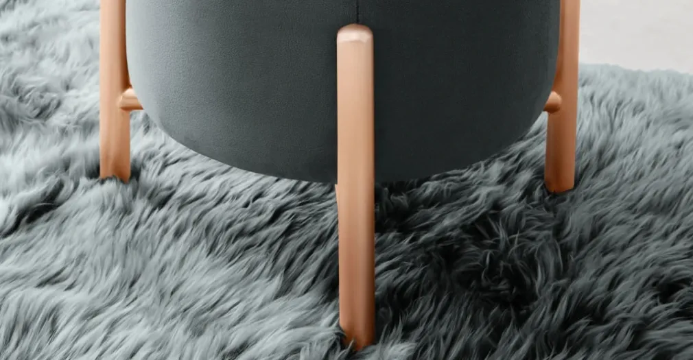 Banco otomana redondo Asare – Terciopelo gris medianoche