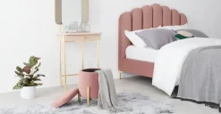 Banco otomana redondo Asare – Terciopelo rosa