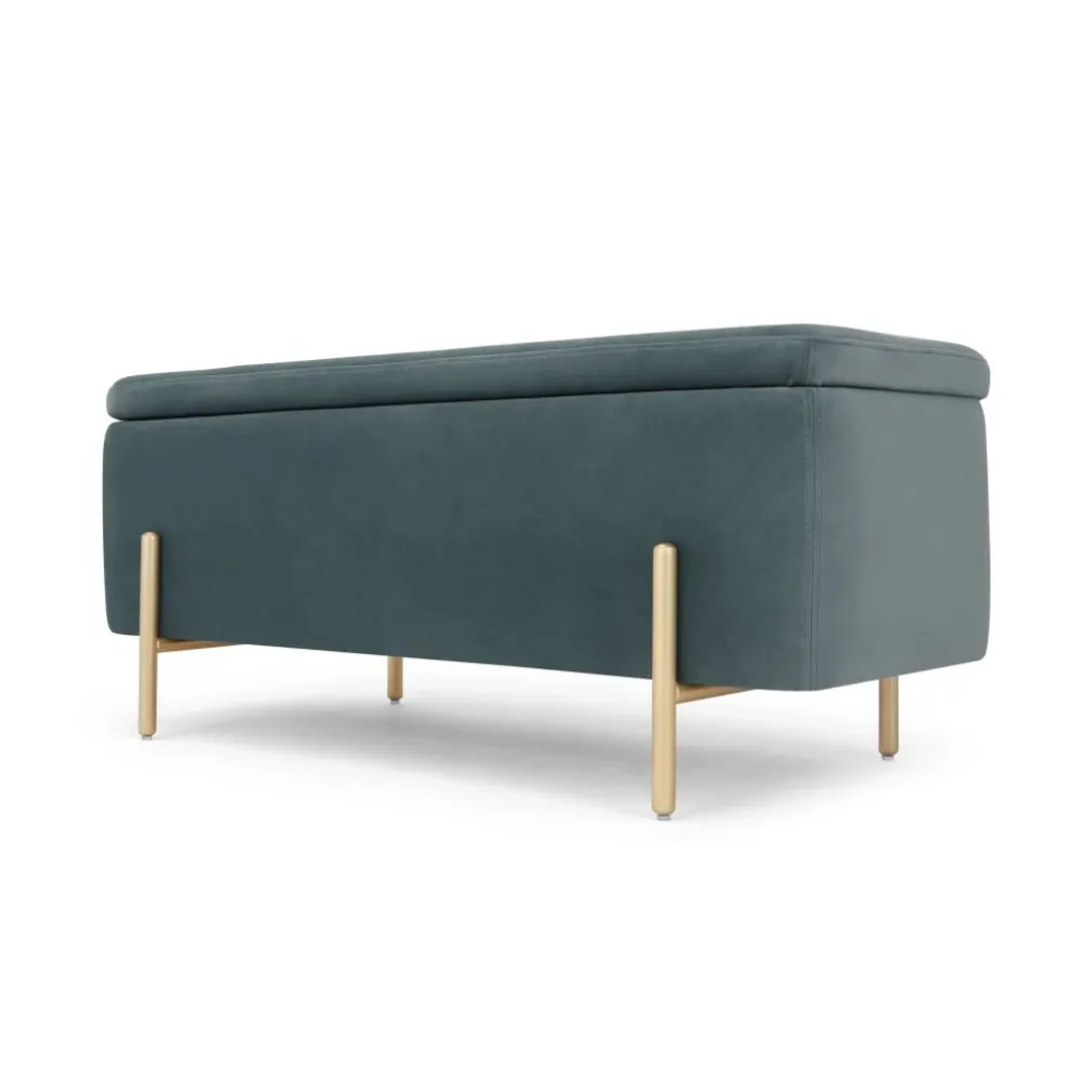 Banco tapizado con almacenaje Asare – Verde Mar