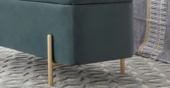 Banco tapizado con almacenaje Asare – Verde Mar