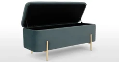 Banco tapizado con almacenaje Asare – Verde Mar