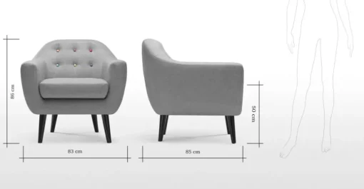 Butaca Ritchie – Gris Perla Con Botones de Colores
