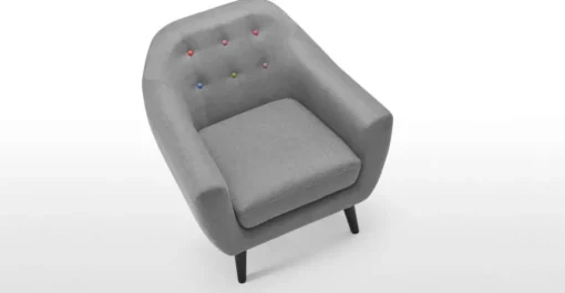 Butaca Ritchie – Gris Perla Con Botones de Colores