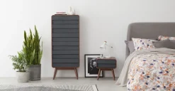 Cómoda Alta Esme – Fresno Oscuro y Gris