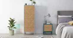 Cómoda Alta Mera – Roble y Gris