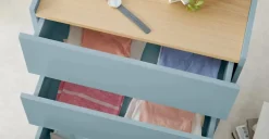 Cómoda Mino – Azul Cerceta y Roble