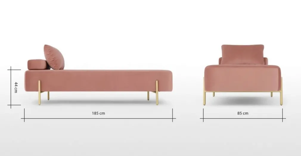 Diván Asare – Rosa y Acero Inoxidable