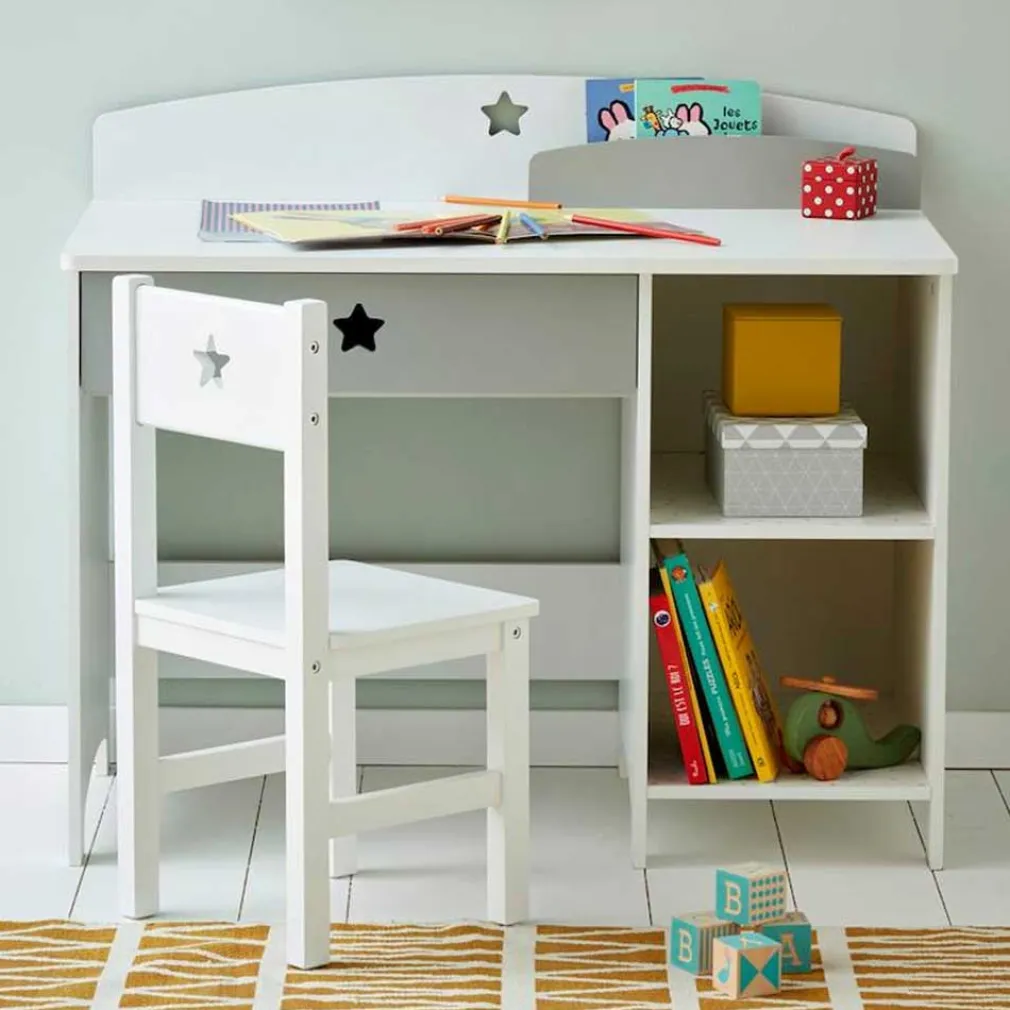 Escritorio Bellamy School – Blanco y Gris