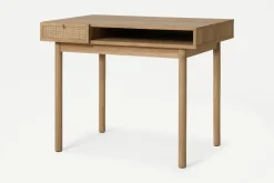 Escritorio Compacto Pavia – Natural Oak y Ratán