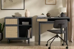 Escritorio Compacto Pavia – Black y Ratán