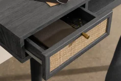 Escritorio Compacto Pavia – Black y Ratán