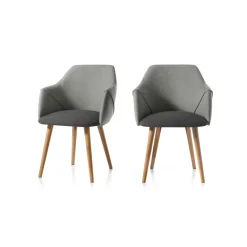 Juego de 2 sillas carver de comedor Lule – Gris marga y gris granizo y roble