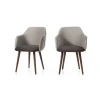 Juego de 2 sillas carver de comedor Lule – Terciopelo gris claro y gris oscuro