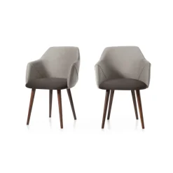 Juego de 2 sillas carver de comedor Lule – Terciopelo gris claro y gris oscuro