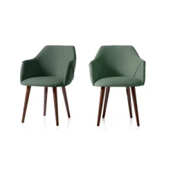 Juego de 2 sillas carver de comedor Lule – Verde bahia y nogal