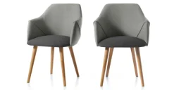 Juego de 2 sillas carver de comedor Lule – Gris marga y gris granizo y roble
