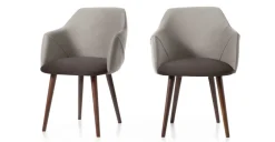 Juego de 2 sillas carver de comedor Lule – Terciopelo gris claro y gris oscuro