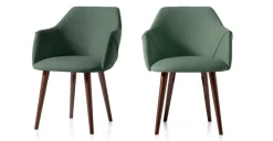 Juego de 2 sillas carver de comedor Lule – Verde bahia y nogal