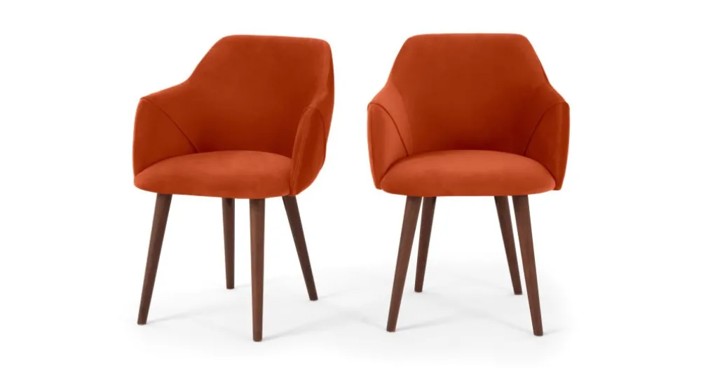 Juego de 2 sillas carver de respaldo alto Lule – Terciopelo naranja llama