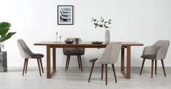 Juego de 2 sillas carver de comedor Lule – Terciopelo gris claro y gris oscuro