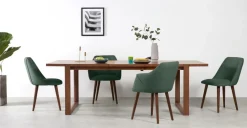 Juego de 2 sillas carver de comedor Lule – Verde bahia y nogal