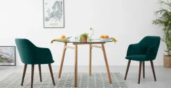 Juego de 2 sillas carver de respaldo alto Lule – Terciopelo azul espuma de mar