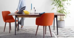 Juego de 2 sillas carver de respaldo alto Lule – Terciopelo naranja llama