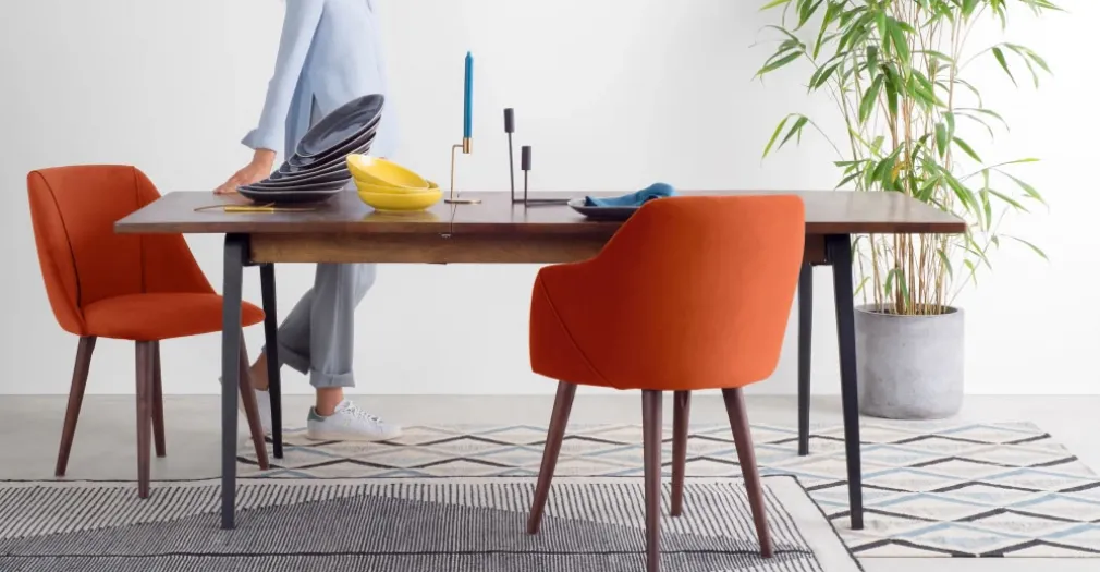 Juego de 2 sillas carver de respaldo alto Lule – Terciopelo naranja llama