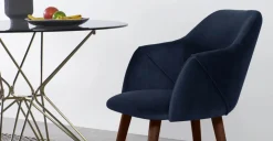 Juego de 2 sillas carver de comedor Lule – Terciopelo azul real y nogal