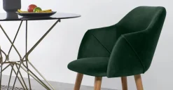 Juego de 2 sillas carver de respaldo alto Lule – Roble y terciopelo verde pino