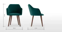 Juego de 2 sillas carver de respaldo alto Lule – Terciopelo azul espuma de mar