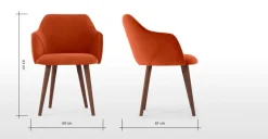 Juego de 2 sillas carver de respaldo alto Lule – Terciopelo naranja llama