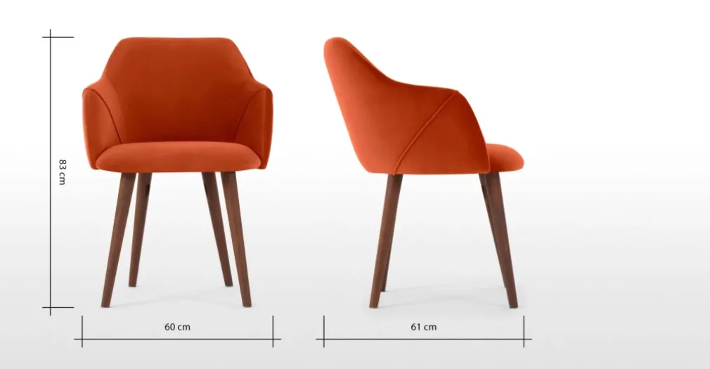 Juego de 2 sillas carver de respaldo alto Lule – Terciopelo naranja llama